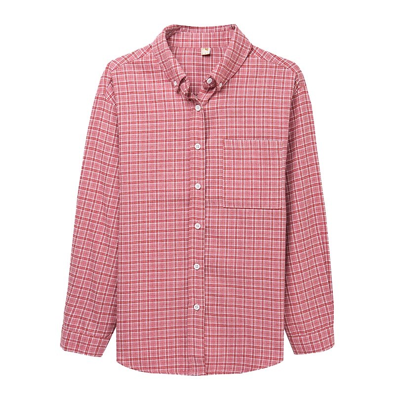 恒源祥女士衬衫2021春季新款时尚格子衬衫女外穿寸衣百搭棉质衬衣女上衣