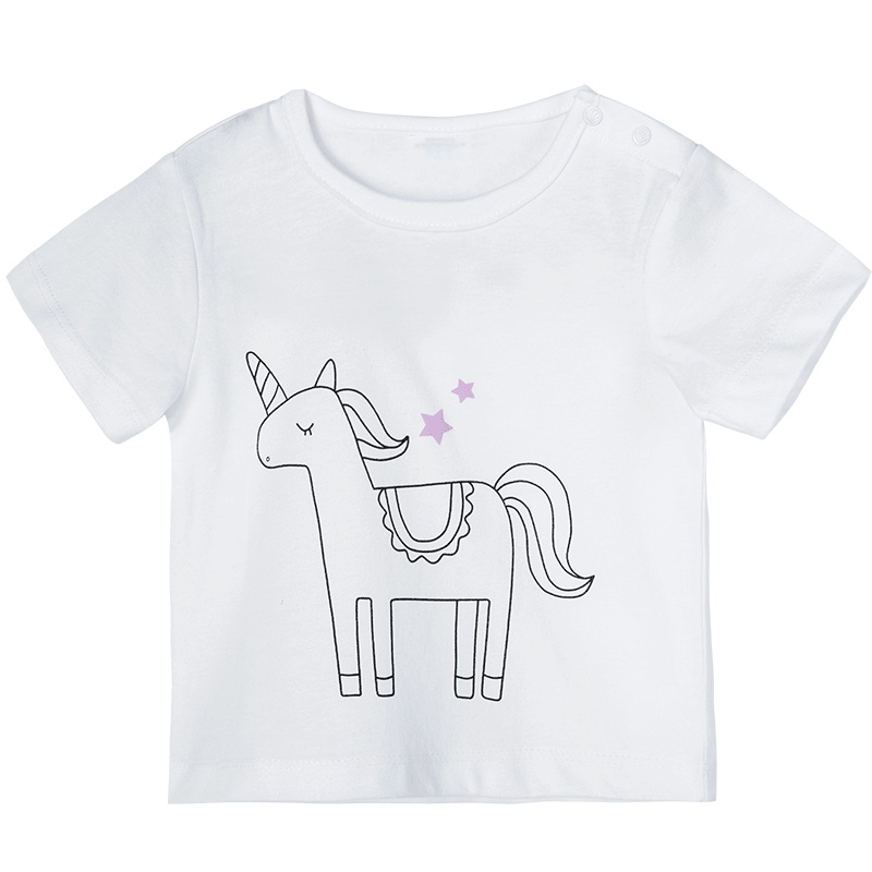 贝贝怡男女童短袖T恤夏季洋气时尚纯棉卡通上衣192S2075