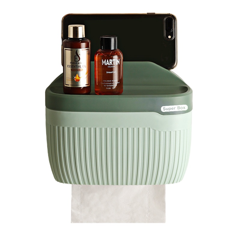 卫生间卷纸厕纸抽纸卫生纸纸巾盒纳丽雅厕所置物架洗手间浴室 免打孔 北欧绿大号[适用所有纸巾]