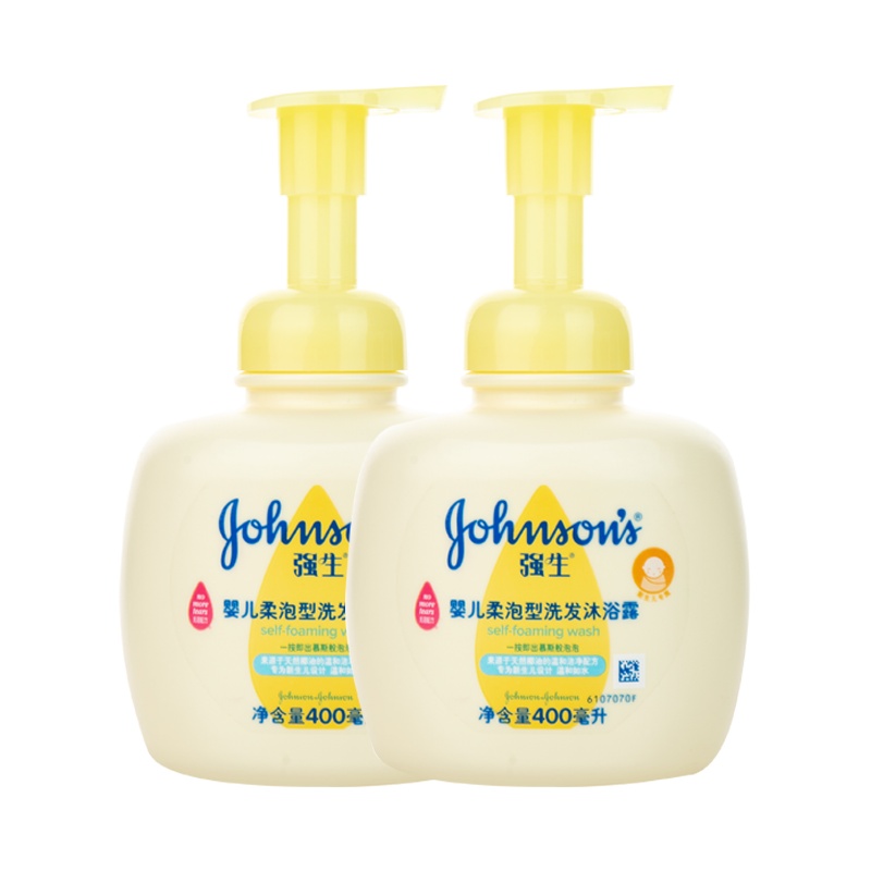 强生婴儿洗发沐浴露400ml(柔泡型)新生儿宝宝儿童2合1洗发沐浴露+牛奶沐浴露1L+300毫升