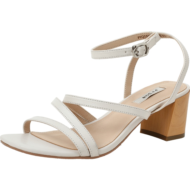 百田森夏季新款凉鞋女ins潮粗跟中跟百搭学生一字扣罗马鞋_1