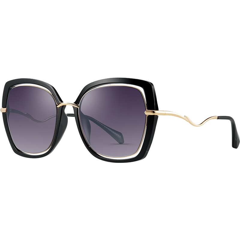 派丽蒙 墨镜女偏光太阳镜女韩版潮防紫外线防辐射眼镜黑色大框复古时尚网红墨镜73533