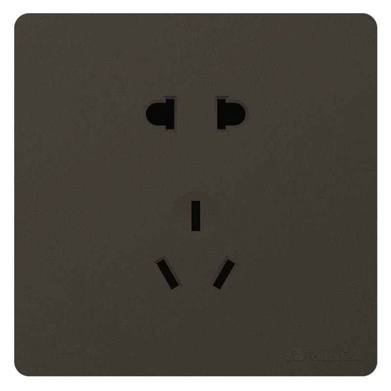 飞雕(Feidiao)86型开关插座荧光灰门铃5孔插座开关16a空调插二三孔插座