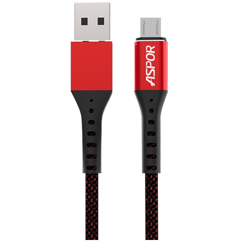 ASPOR A166 安卓数据线平板手机通用尼龙数据线Micro USB1M充电线 红色