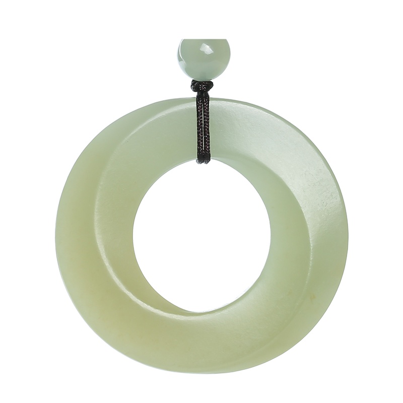 印象眸 和田玉时来运转吊坠 浅青玉好运连连圆环玉石挂件 附送证书