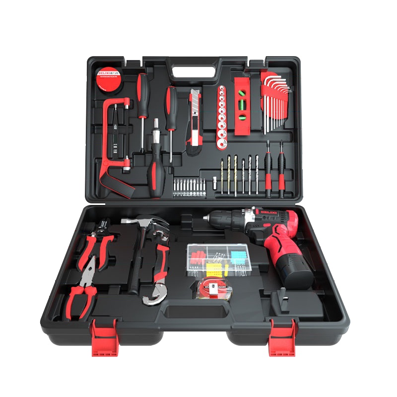 德力西家用锂电钻工具套装五金电工木工专用维修多功能工具箱组合套装