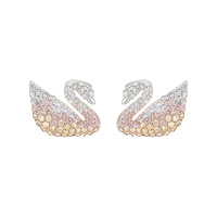 [直营]施华洛世奇(Swarovski) 人造水晶 天鹅耳钉女士Iconic渐变色 欧美风格 送恋人