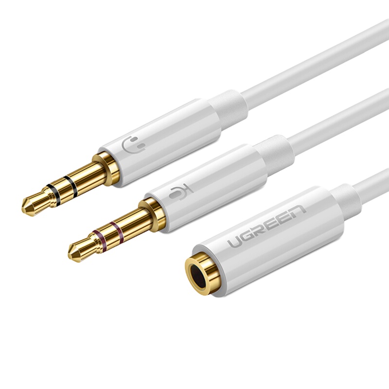 绿联(Ugreen)耳机麦克风二合一转接线 3.5mm手机耳机白 20897