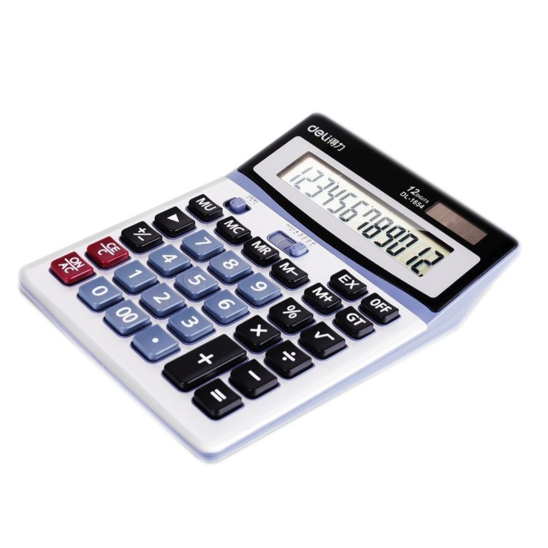 得力(deli)1654计算器 12位数太阳能电池双供电