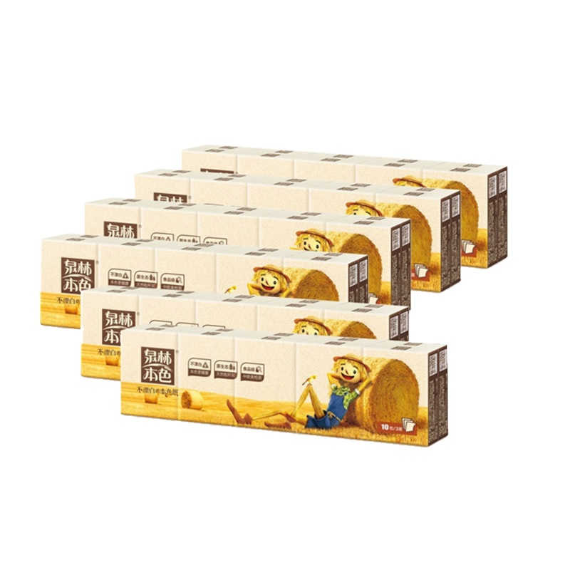 泉林本色 手帕纸 3层10张60包组合装面巾纸 纸巾 餐巾纸 面纸 本色纸
