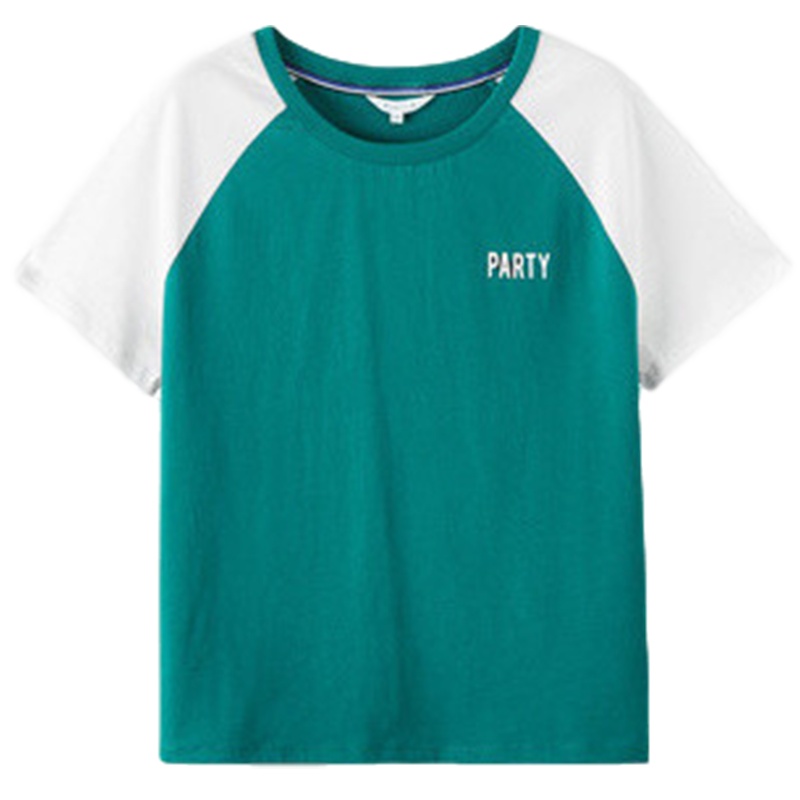 【专柜同款】拉夏贝尔夏季新款字母纯棉宽松圆领短袖T恤20014594_119 白色 L