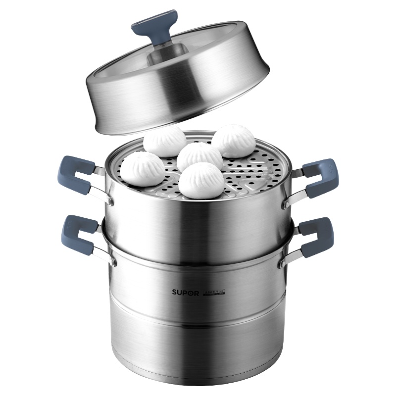 苏泊尔(SUPOR)味鲜Ⅱ.不串味三层可折叠不锈钢复底蒸锅带整格磁炉通用 SZ26E5 26cm