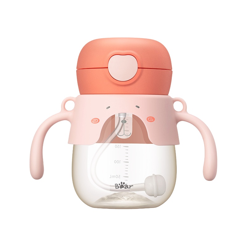 小熊电器(Bear)儿童水杯 婴儿吸管杯 PPSU重力球便携防摔宝宝运动水杯 240ml MW-C0032 珊瑚橙