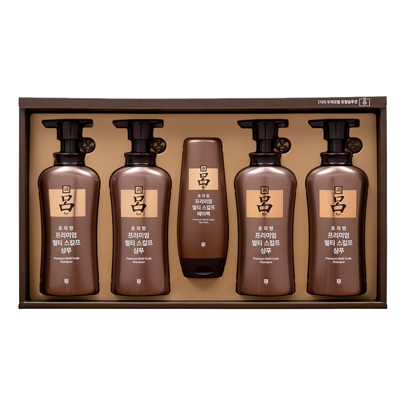 Ryo吕 黄金礼盒套装(洗发水490ml*4+发膜300ml*1)洗护套装 滋养柔顺 损伤修护
