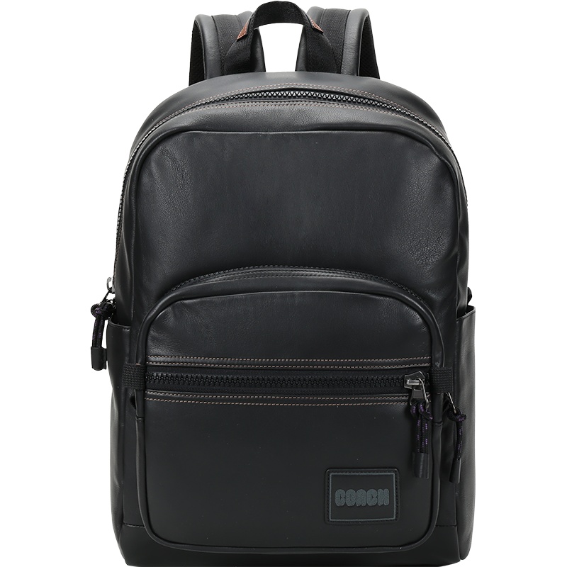 COACH 蔻驰 男士 专柜款黑色皮革/织物双肩包 4090