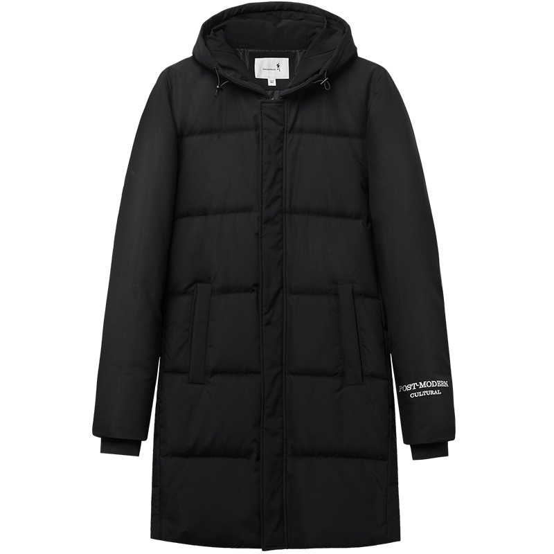 与狼共舞羽绒服男中长款加厚修身2019新款冬季男装连帽男士外套DZ