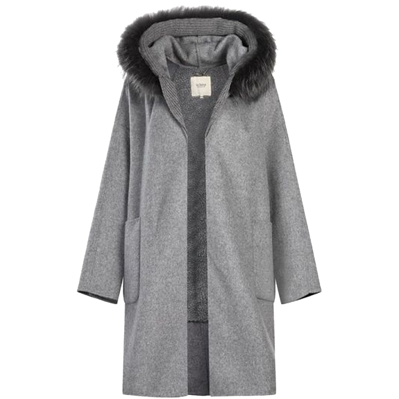 拉贝缇羊毛大衣外套女冬季新款呢子大衣羊羔绒加厚中长款60005679