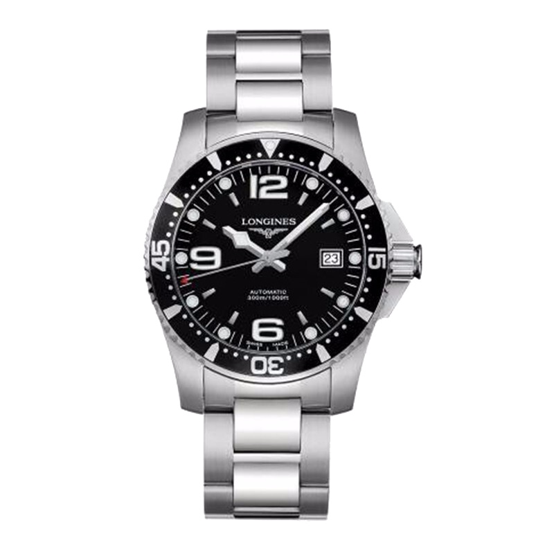 浪琴(Longines)康卡斯系列手表 黑色表盘休闲 时尚 商务 钢带 自动机械男士手表