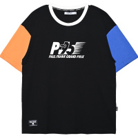Paul Frank/大嘴猴 夏季印花圆领撞色短袖T恤男宽松潮上衣 PFCTE212333M