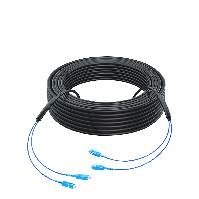 千天(QANTOP)室外SC-SC铠装光缆架空免熔接光纤跳线成品线电信级户外单模2芯网线延长监控传输光纤线长度可定制