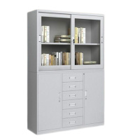 尊号 文件柜铁皮柜加厚多层资料柜铁质矮柜凭证柜抽屉储物柜收纳柜 移门中五抽(0.8板材)