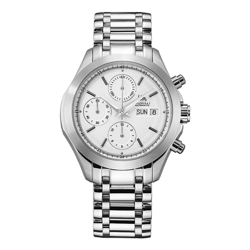 上海手表上海牌手表多功能系列诞辰60周年F2计时腕表限量款全自动机械表男士精钢复古时尚手表60周年60-3