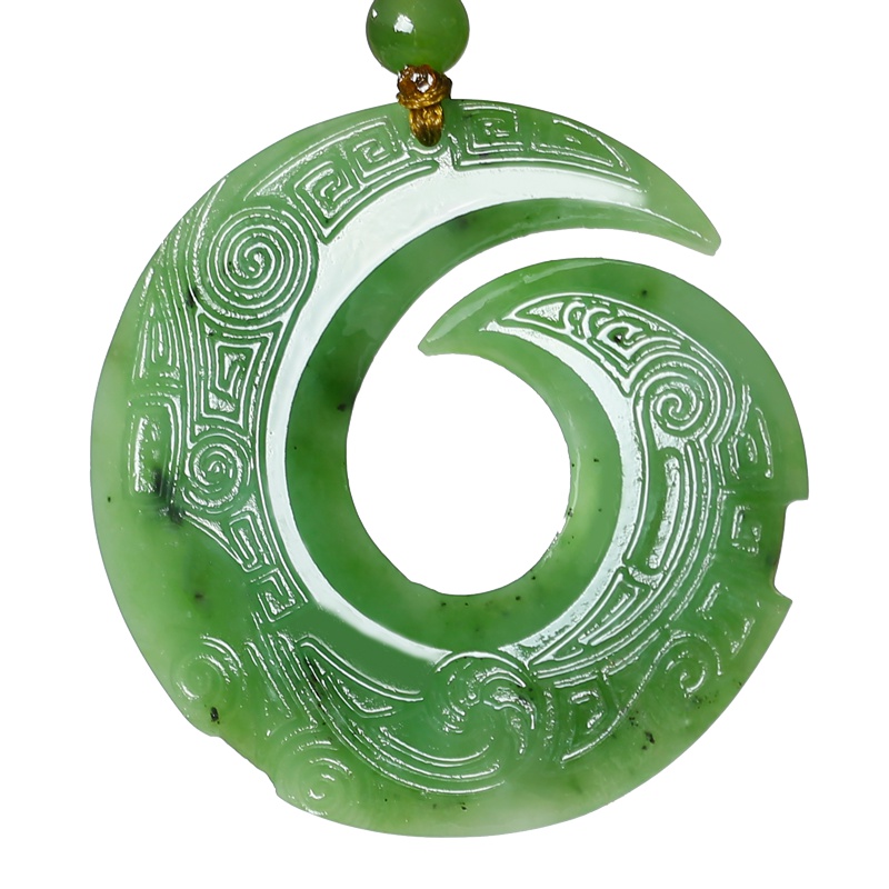 印象眸 和田玉碧玉吊坠 菠菜绿好运连连玉石坠子 附送证书