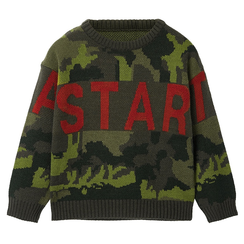 minipeace太平鸟童装男童毛衣儿童针织衫字母装饰迷彩内搭潮童