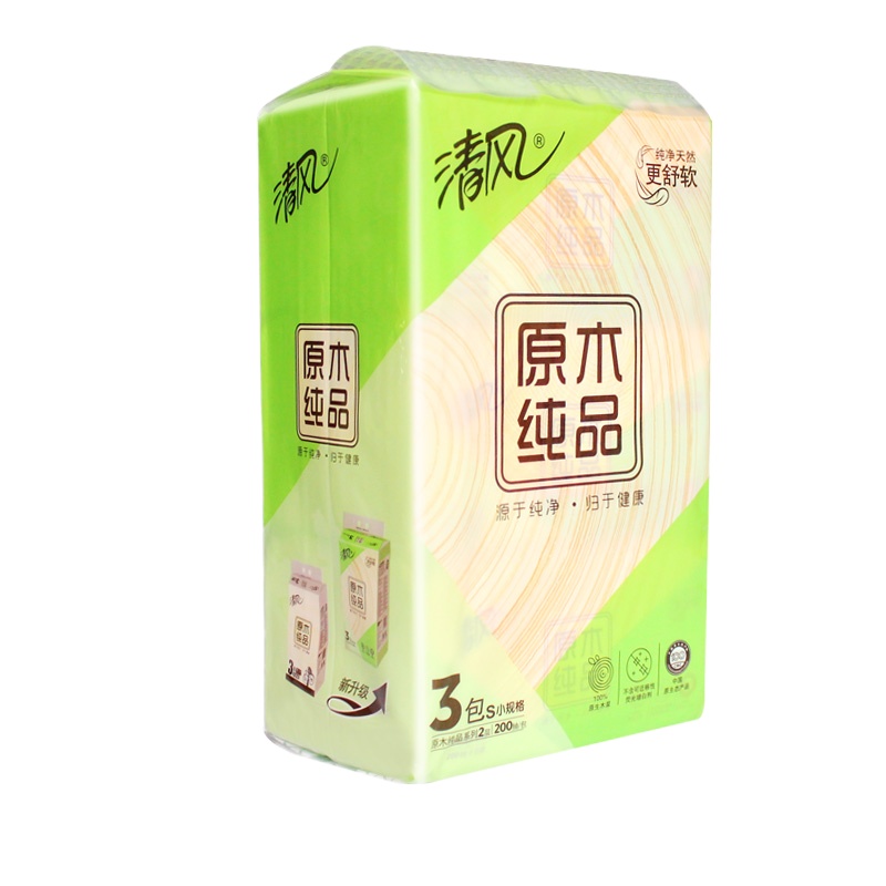 清风BR38SC2小幅原木200抽面巾纸（3包/提*16提/箱） 一箱装