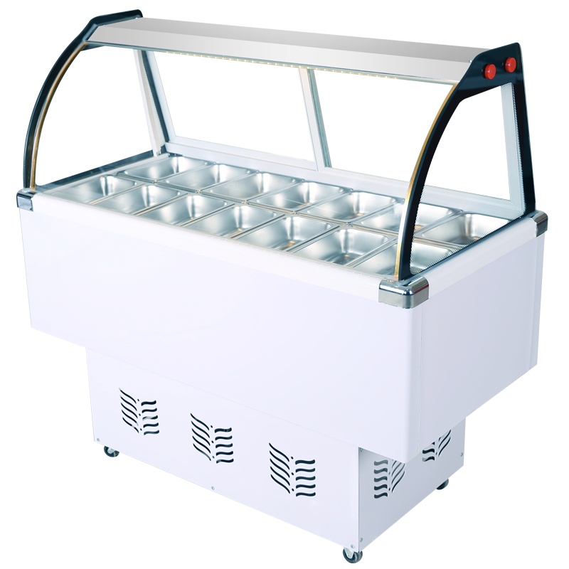 昌禾冰粥柜水果捞冰粉冷藏展示柜冰柜四果汤清补凉保鲜柜冰粉冷藏柜商用冰粥摆摊车冷锅串串柜1.13米白色铜管[12盒]