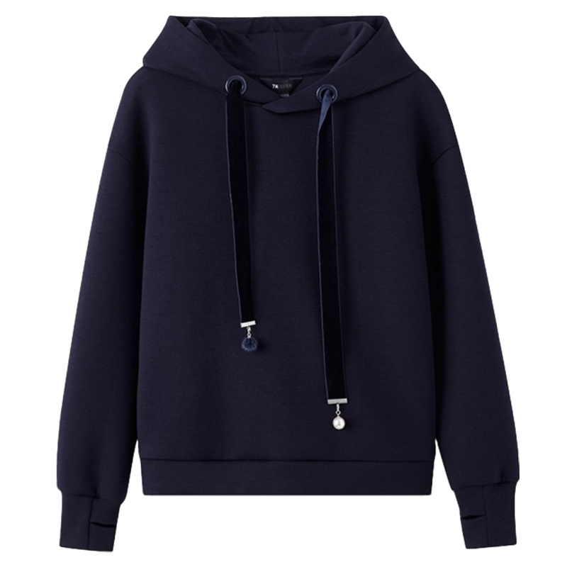 拉夏贝尔气质时尚百搭新款韩版宽松bf连帽套头女式卫衣