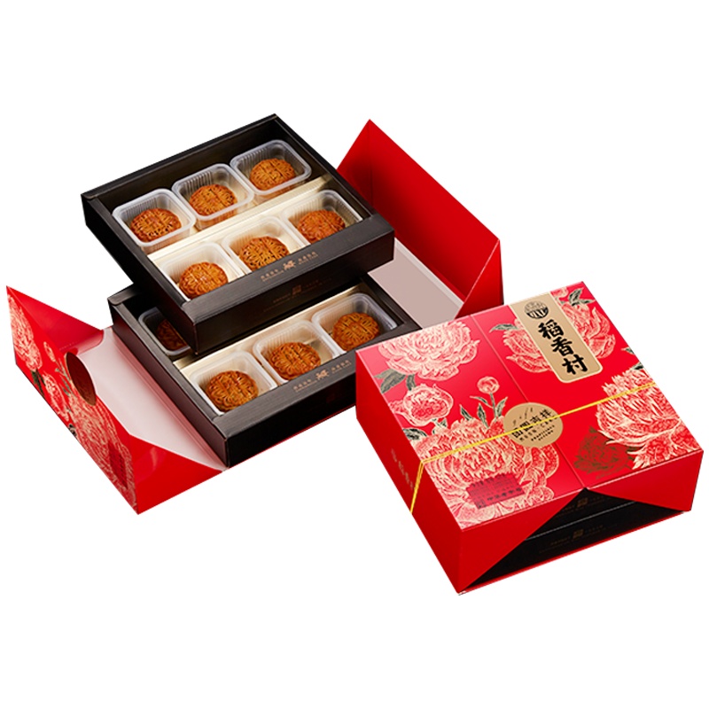 稻香村团圆吉祥12饼4味中秋月饼礼盒600g蛋黄莲蓉糕点点心