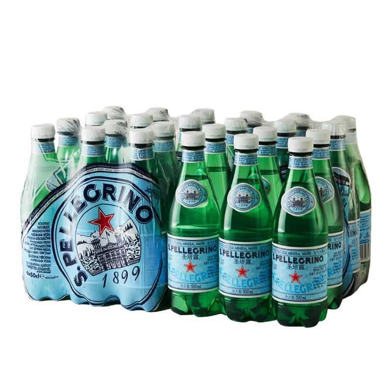 圣培露（S.PELLEGRINO） 含气天然矿泉水气泡水500ml*24瓶整箱塑料瓶（100箱起订，除江浙沪地区外发货）