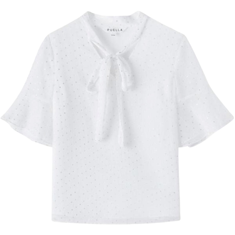 【专柜同款】Puella显瘦雪纺衬衫女装2020新款夏季潮小清新上衣洋气防晒衣短袖蕾丝打底衫20014277