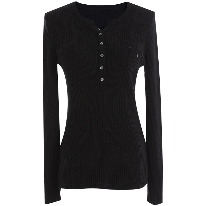 欧昵雪时尚半开领修身显瘦毛衣女长袖打底针织衫上衣