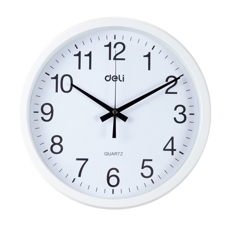 得力(deli)9005 卧室挂钟 客厅圆形创意时钟 简约家用静音电子扫秒挂表