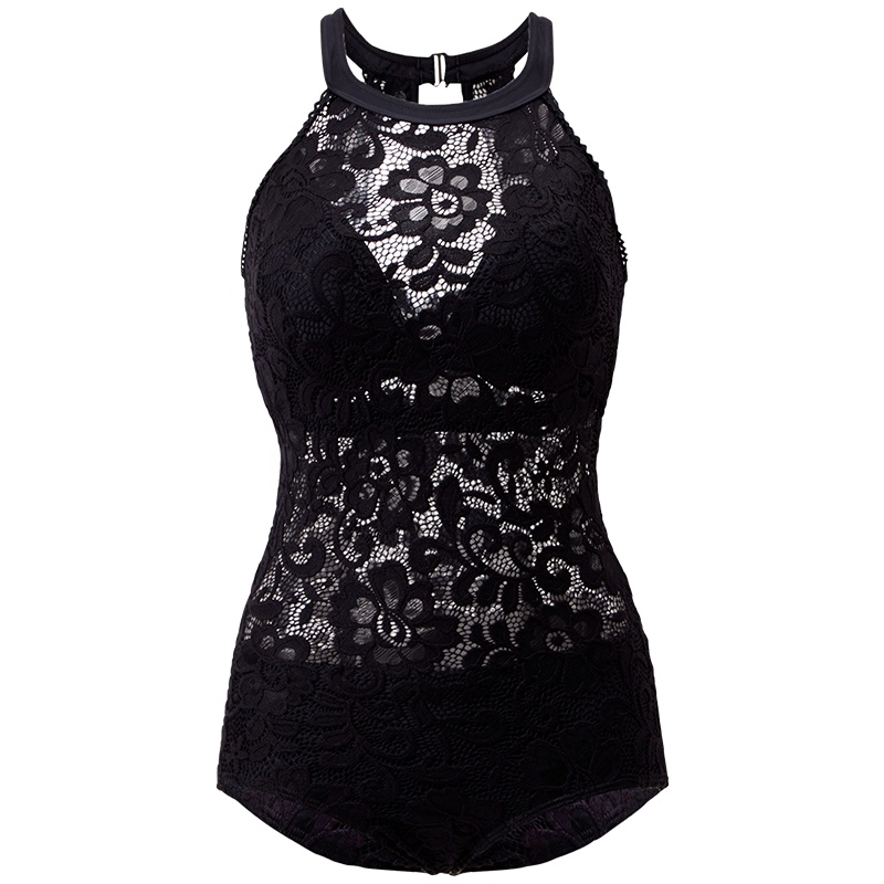 号手泳衣女温泉服保守显瘦遮肚度假连体新款性感蕾丝小胸聚拢泳装