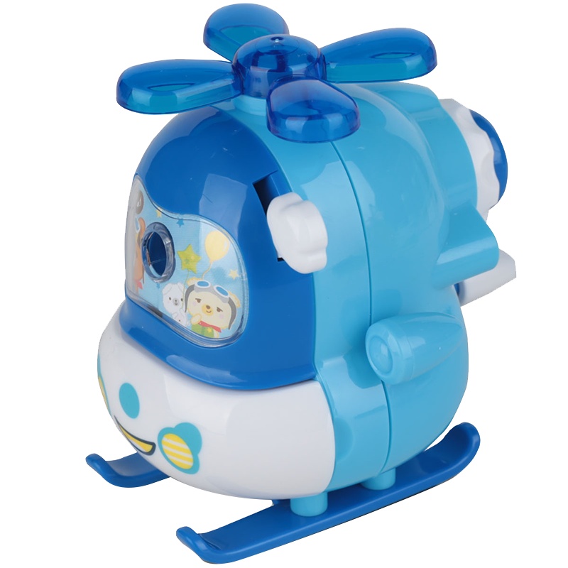 得力削笔机卷笔刀手摇削笔器铅笔刨刀直升机卷笔器转笔刀小学生可爱卡通自动儿童女男孩修笔0726LAN