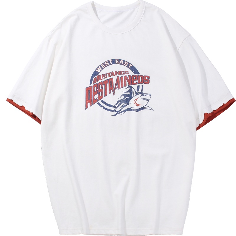 奥朗奴(AOLANGNU)2020新品短袖纯棉体恤衫夏季日系圆领宽松印花t恤衫男装