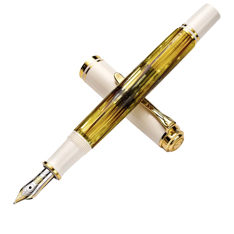 德国百利金 Pelikan钢笔M401白乌龟M400玳瑁纹14K金 圆形礼盒