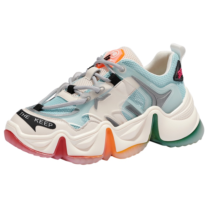 森马彩虹底老爹鞋女网面透气夏季2020新款显脚小厚底增高运动鞋子