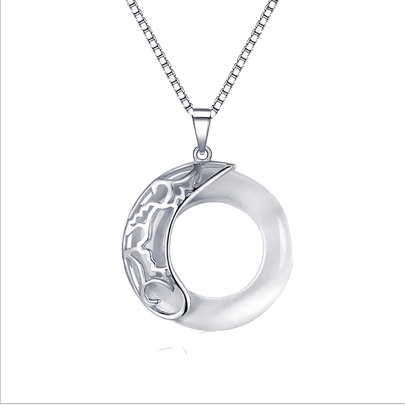 依帝魅项链银项链创意礼品S925银荷塘月色项链女生韩版情侣一对锁骨吊坠简约学生森系银饰品情人节礼物