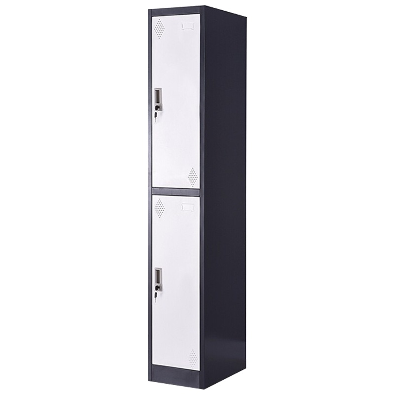 创世人 办公家具灰白色套色储物柜铁皮挂衣柜钢制柜子单列二门更衣柜办公柜