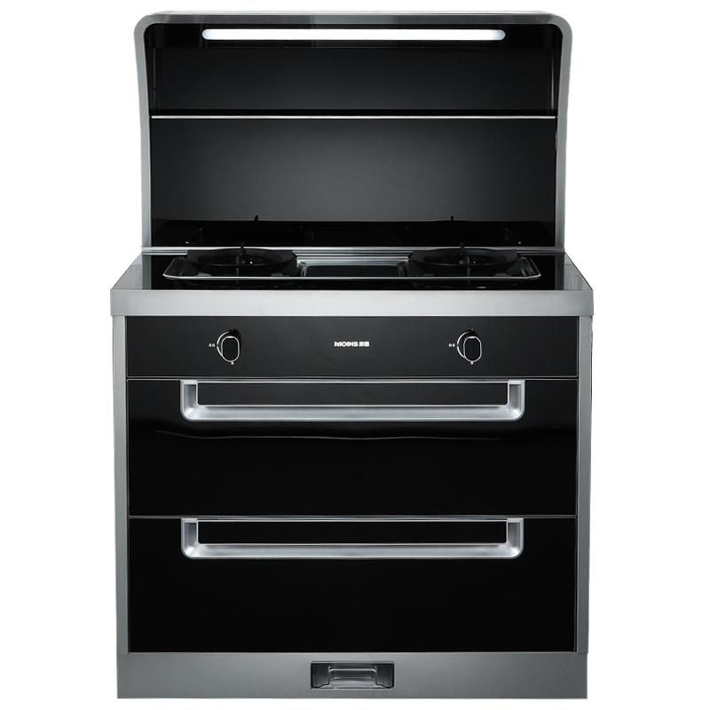 MOINS摩恩 ME005 电热自清洁 全铜灶头聚能圈 恒温置物台 侧吸式下排油烟机一体灶烟消 天然气/液化气 集成灶