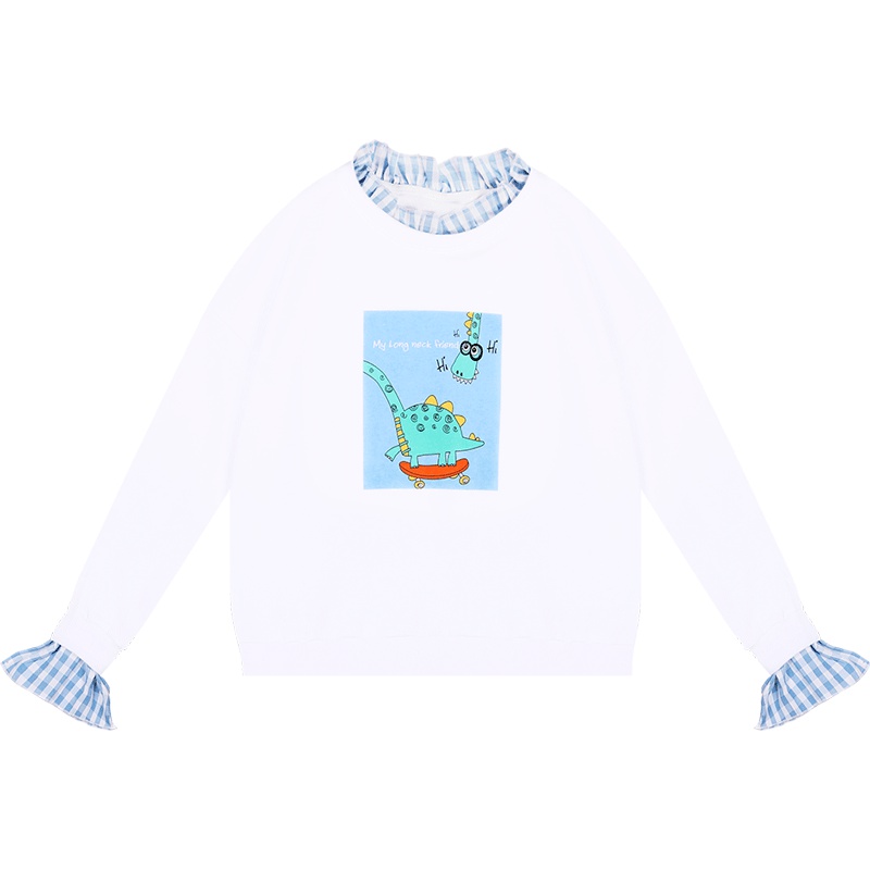 适合学生党的衣服2019新款薄款长袖上衣女宽松小清新套头无帽卫衣