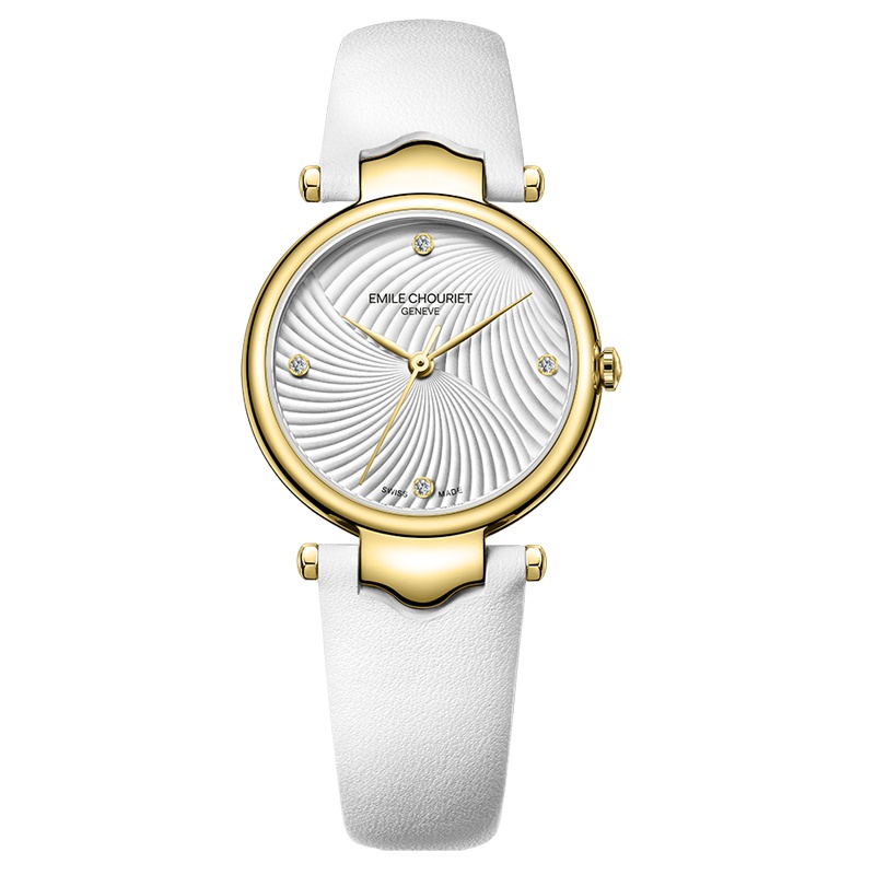 艾米龙(Emile Chouriet)手表净雅系列白色牛皮带石英女表61.2181.L.1.2.22.2