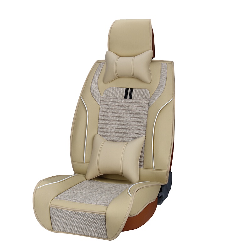 布雷什(BOLISH)五座四季通用汽车坐垫冬季保暖仿亚麻养生全包围汽车座椅垫车内饰品紫枫玲豪华款温馨米