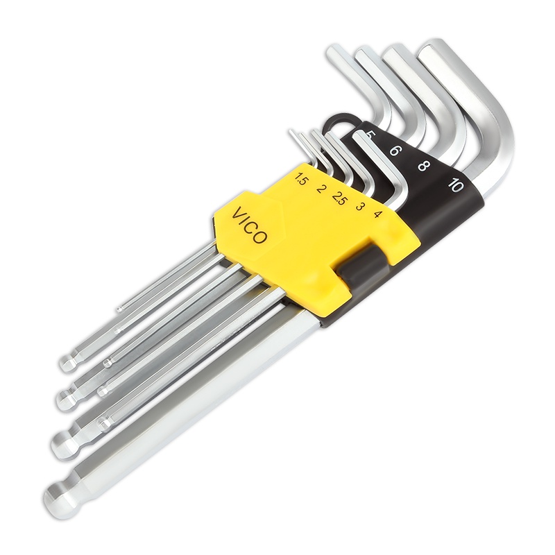 威克(vico)WK6019 9件套内六角扳手套装加长型球头内六角螺丝刀1.5mm-10mm
