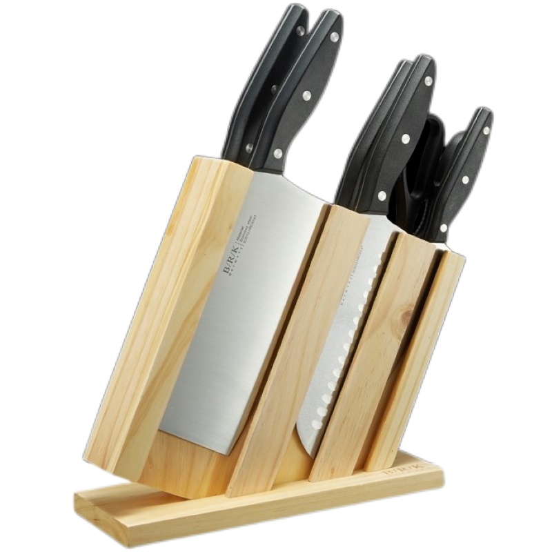 BRK刀具全套厨房刀具德国BRK刀具七件套刀 切片刀切菜刀斩骨刀三德刀面包刀水果刀厨房剪刀松木刀座 7件刀具套装