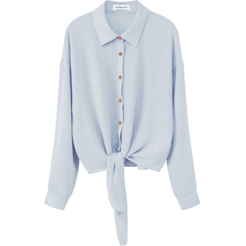 OtherMix小心机透视衬衫女2021年早秋新款韩版别致长袖中长款衬衣